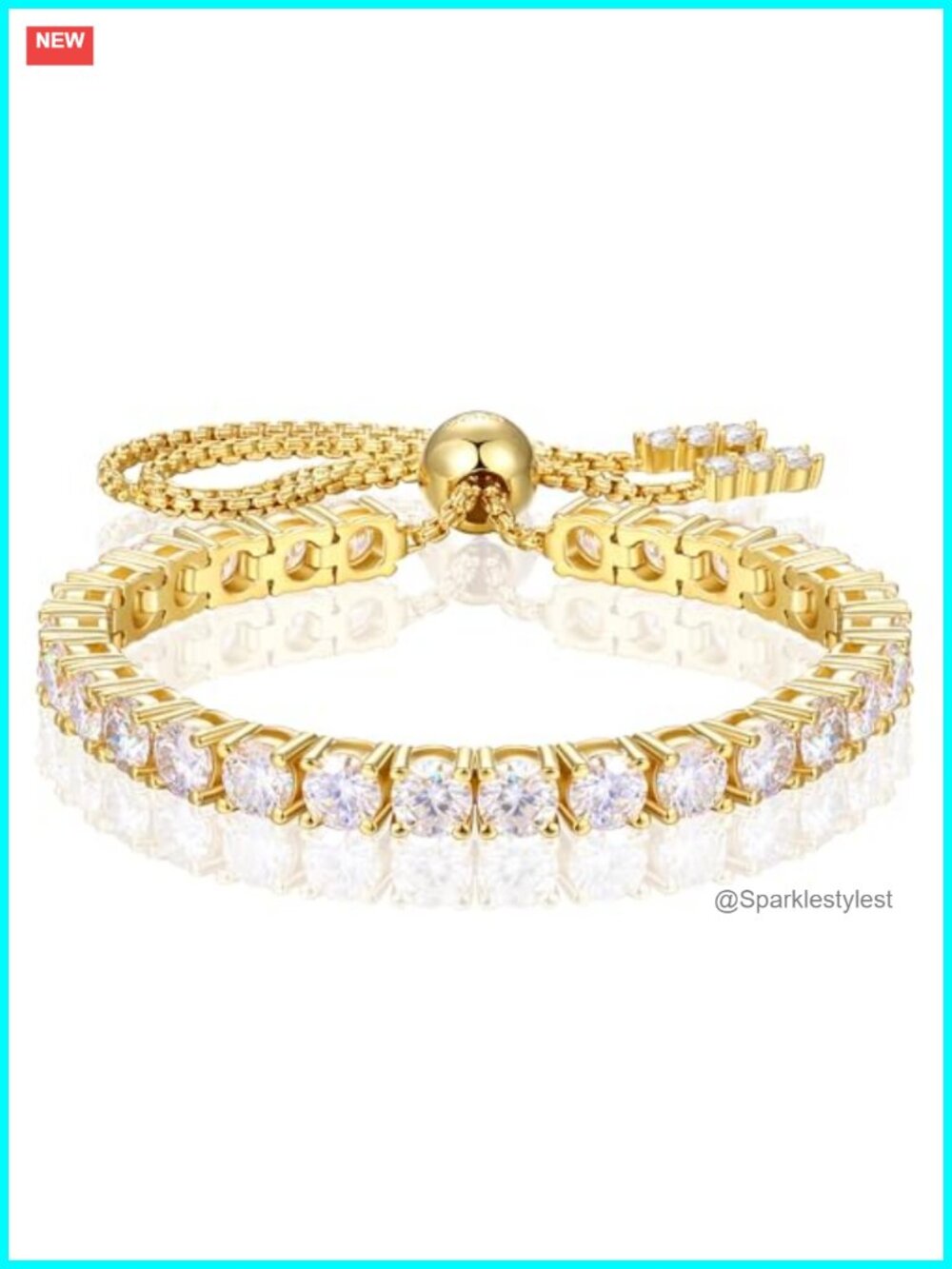 Moissanite Tennis Bracelet Adjustable 18K White Gold Plated S925 Sterling
